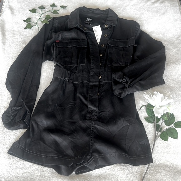 NWT BDG Long Sleeve Utility Romper - Black (S) - Picture 3 of 5